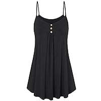 Womens Loose Fit Camisole Tank Tops V Neck Spaghetti Strap Blouses Sleeveless Solid Color Lightweight Cute Tees