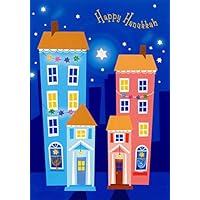 Designer Greetings Tall Houses and Starlit Sky Box of 18 Hanukkah Cards