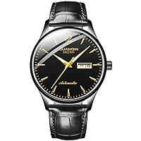 Men Analog Fashion Business Automatic Self-Winding Mechanical Stainless Steel/Leather Band Wrist Watch Date Luminous