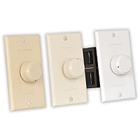 Theater Solutions TSVCD White Wall Mount Impedance Matching Speaker Dial Volume Control Switch