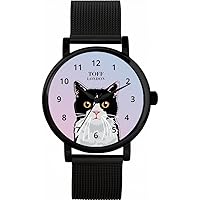 Black and White Cat Head Watch Ladies 38mm Case 3atm Water Resistant Custom Designed Quartz Movement Luxury Fashionable