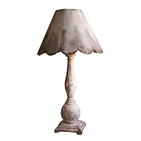 MY SWANKY HOME Rustic Metal Scalloped Shade 37 Inch Table Lamp Distressed Turned Wood Base