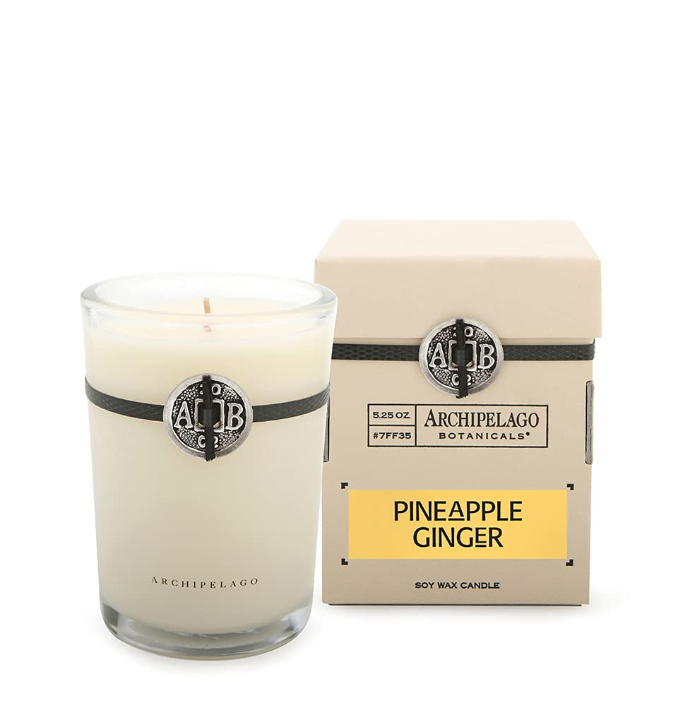 Archipelago Botanicals Pineapple Ginger Boxed Candle | Pineapple and Ginger | Clean Soy Wax Blend Burns 50 Hours (5.2 oz)