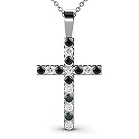 Emerald & Natural Diamond (SI2-I1, G-H) Cross Pendant 0.80 ctw 14K Gold. Included 16 Inches 14K Gold Chain.