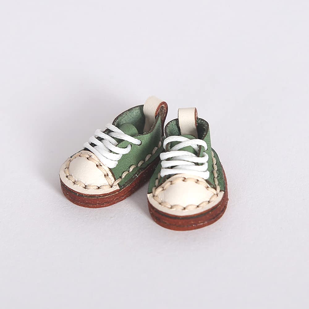 XiDonDon BJD Doll Shoes Low-top Handmade Leather Shoes for OB11,Body9,GSC,1/12bjd Doll Accessories (Green)