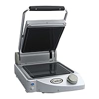 Cadco CPG-10F Single Panini/Clamshell 120-Volt Grill with Smooth Top Plate, Stainless Steel