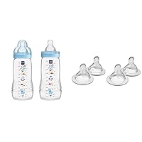 Easy Active Baby Bottle, Switch Between Breast and to Clean, 4+ Months, Boy & Bottle Nipples Fast Flow Nipple Level 3, for 4+ Months, SkinSoft Silicone Nipples for Baby Bottles