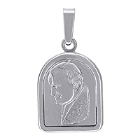 925 Sterling Silver Unisex CZ Puffed Pope John Paul 2 Religious Charm Pendant Necklace Measures 28.3x14.9mm Jewelry for Women