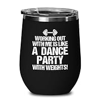 Personal Trainer Black Edition Wine Tumbler 12oz - A Dance Party - Fitness Instructor Workout Coach Exercise Lover Cardio Lover Gym Coach