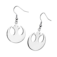 Amazon Collection Star Wars Jewelry Rebel Alliance Stainless Steel Dangle Hook Drop Earrings (SALES1SWMD), silver