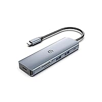 USB C Hub, 6 in 1 Multiport Connector, 4K HDMI, 100W Power Delivery, 3 x USB 3.0, SD/TF Card Reader for Laptops and Mobile Devices, Compatible with USB C Laptops from Dell/HP/Surface