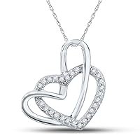 Navnita Jewellers 14kt White Gold Plated 2.00 Ct Round Cut Simulated Diamond Double Heart Pendant 18