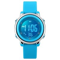 Kids Sport Digital Watches 50M Waterproof 7 Colours Back Lights Outdoor LED Electronic Military Multifunction Rubber Strap Stopwatch Date Watch for Boy Girl Student and Children