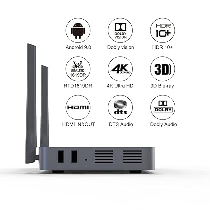 zidoo Z9X 4K HDR Media Player, 4K Android TV Box, Android 9.0 OS, Hexa-Core 64Bit Processor 2G+16G, VS10 Image Quality Engine, HDR10+ MKV, for Video & Audio Playback