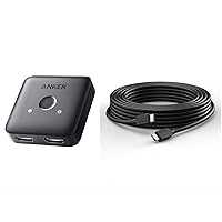 Anker HDMI Cable 4K/60Hz, 25 ft High Definition HDMI to HDMI Cord, 18 Gbps Certified Ultra High-Speed Durable Cable with HDMI 2.0&Anker HDMI Switch, 4K@60Hz Bi-Directional HDMI Switcher, 2 In 1 Out wi
