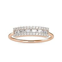 1/3 Carat Round and Baguette Diamonds Wedding Ring for Women in 14k Gold (I-J, SI1-SI2, cttw) Celebration Ring for Her Size 4 to 10.5 by VVS Gems