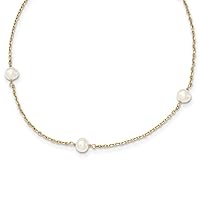 14k yellow Gold Polished Freshwater Cultured Pearl Necklace 16 Inch Spring Ring Jewelry Gifts for Women