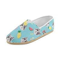 Unisex Shoes Pineapple Watermelon and Kitty Face Casual Canvas Loafers for Bia Kids Girl Or Men