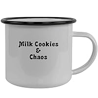 Milk Cookies & Chaos - Stainless Steel 12oz Camping Mug, Black
