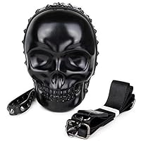 DownDown Gothic Wristlet Bags Purse 3D Skull Head Clutch Leather Purses Belt Bag Phone Packets Hip-hop Zip Wallet Women&Men