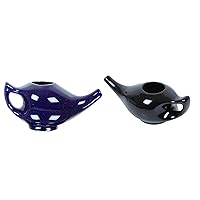 Leak Proof Durable Ceramic Black 300 ML and Blue 230 ML Neti Pot Non-Metallic and Comfortable Grip Microwave and Dishwasher Safe eco Friendly Natural Treatment for Sinus
