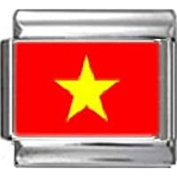 Vietnam Vietnamese Flag Photo Italian 9mm Link PC194 Fits Traditional Classic