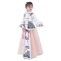 Buckle Cloud Embroidered Hanfu Dress,Chinese Style Improved Cheongsam New Year's Clothing,Thickened Tang Suit.