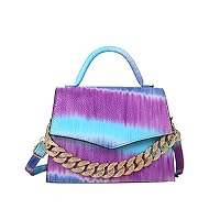 New Crossbody Bag Women'S Leather Women'S Shoulder Bag Fashion Chain Portable Progressive Color Bag (purple)