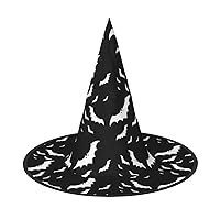Mqgmzhalloween Flying Bats Print Enchantingly Halloween Witch Hat Cute Foldable Pointed Novelty Witch Hat Kids Adults
