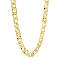 6mm-11mm 14k Yellow Gold Plated Flat Cuban Link Curb Chain Necklace or Bracelet