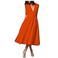 Women's Summer Dresses 2023 Fashion Banquet Mid-Sleeve Mid-Length Skirt Sexy V-Neck Dress Fitted