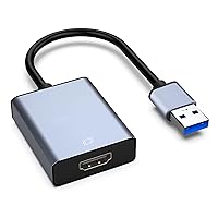 USB to HDMI Adapter USB 3.0/2.0 to HDMI for Multiple Monitors 1080P Compatible with Android macOS and Windows XP/7/8/10/11 Black-Grey 