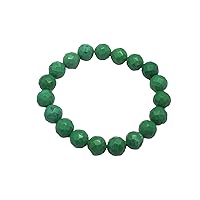 Unisex gem emerald 10mm round faceted beads stretchable 7 inch bracelet for men,women-Healing, Meditation,Prosperity,Good Luck Bracelet
