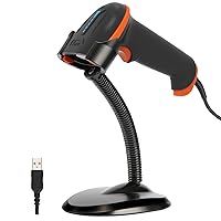 Tera Upgraded USB Laser 1D Barcode Scanner with Stand Wired Officially Certified Dustproof Shockproof Waterproof IP65 Ergonomic Handle Ultra Long Bar Code Reader Fast and Precise Scan L5100Y-Z