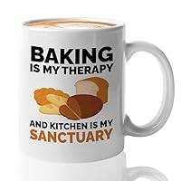 Baker Coffee Mug 11oz White - Baking My Therapy - Baking Gifts Cookie Baker Gifts Bakery Bread Baker Kitchen Baking Cooking