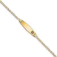 8.5mm 14k Engravable Gold Medical Soft Diamond Shape Red Enamel Figaro ID Bracelet Jewelry for Women - Length Options: 7 8