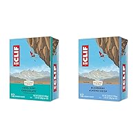 CLIF BAR - Cool Mint Chocolate with Caffeine - Made with Organic Oats & - Blueberry Almond Crisp - Made with Organic Oats - Non-GMO - Plant Based - Energy Bars - 2.4 oz. (12 Pack)