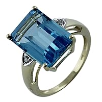 Carillon Stunning Swiss Blue Topaz Octagon Shape 10x14MM Natural Earth Mined Gemstone 925 Sterling Silver Ring Wedding Jewelry (Yellow Gold Plated) for Women & Men