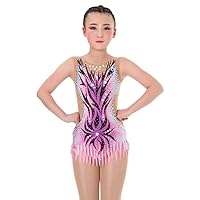 LIUHUO Gymnastics Costumes Children Pink Spandex Figure Competition Sleeveless Gymnastics Leotards