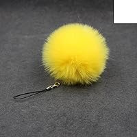 2pcs Pom Pom Ball Keychain Faux Fur Pom Pom Fluffy Hair Ball Key Chain Pompoms Bag Charms Pendant Accessories ( Color : Yellow )