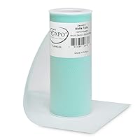 Expo International Decorative Matte Tulle, Roll/Spool of 6 Inches X 25 Yards, Polyester-Made Tulle Fabric, Matte Finish, Lightweight, Versatile, Washable, Easy-to-Use Light Blue