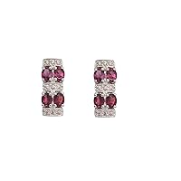 925 Sterling Silver Natural Purple Rhodolite Garnet and White Zircon Designer Drop Earring 925 Stamp Jewelry For Her | Gifts For Women And Girls