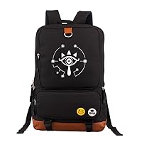 The Legend of Zelda Game Luminous Laptop Backpack Book Bag Work Bag Leather Splicing Rucksack with Pinback Buttons Black /1