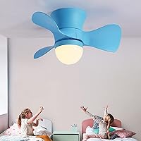 Reversible Fan with Ceiling Light and Remote Control Kids 6 Speeds Bedroom Led Dimmable Fan Ceiling Light with Timer Modern Living Roomt Ceiling Fan Light/Blue