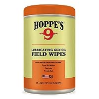 Hoppe's No. 9 Large Lubricating Gun Oil Field Wipes, lid color may vary