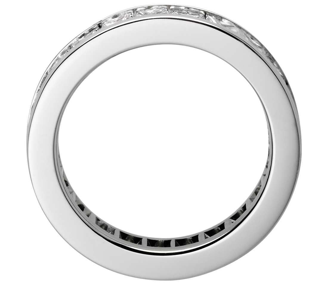 950 Platinum 3ct Princess Diamond SI1,SI2 G-H 4.55mm Eternity Band 6.2gr Ring Size 4