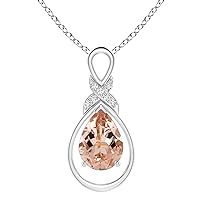 0.75 Ctw Pear Morganite Gemstone 925 Sterling Silver Solitaire Beautiful Pendant Necklace