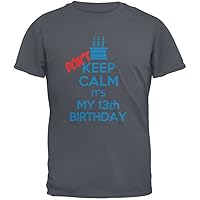 Old Glory Don't Keep Calm 13th Birthday Boy Charcoal Youth T-Shirt - Youth X-Large
