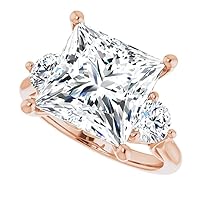 JEWELERYIUM 5 CT Princess Cut Colorless Moissanite Engagement Ring, Wedding/Bridal Ring Set, Solitaire Halo Style, 10K Solid Rose Gold Vintage Antique Anniversary Promise Ring Gift for Her