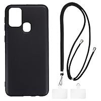 Samsung Galaxy M31 Case + Universal Mobile Phone Lanyards, Neck/Crossbody Soft Strap Silicone TPU Cover Bumper Shell for Samsung Galaxy M31 Prime (6.4”)